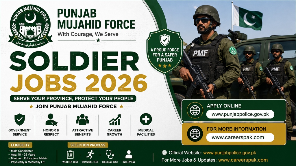 Punjab Mujahid Force Soldier Jobs 2026 – Latest Recruitment | Apply Now